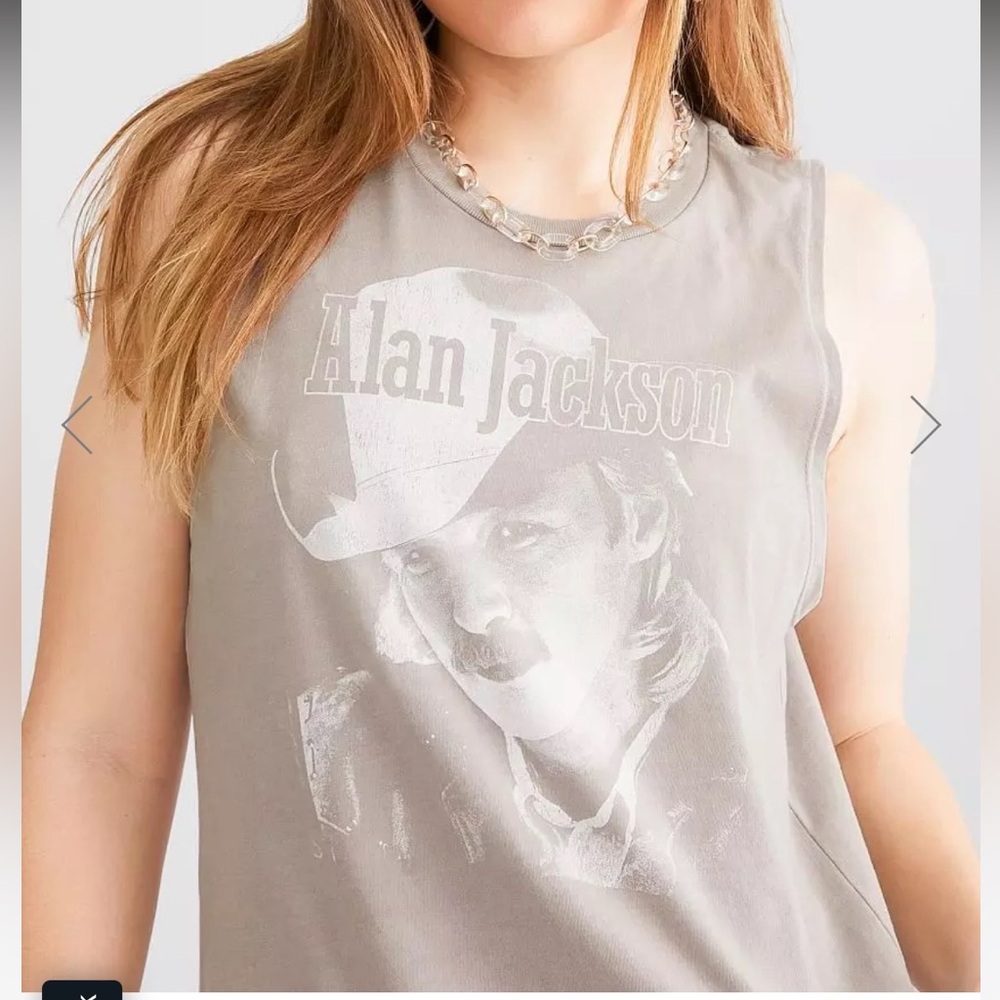 Alan Jackson Taupe Graphic Muscle Tank
